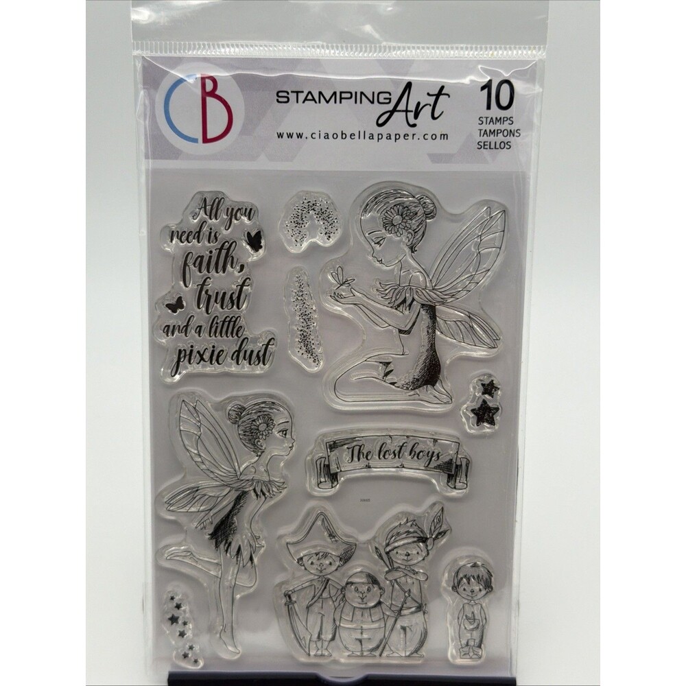 NEVERLAND Tinkerbell & Lost Boys CLEAR Rubber Stamps Set CIAO BELLA PS6015 New